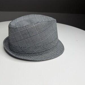 Black & White Plaid Fedora Hat Paisley Lined Y2K Indie Sleaze Academia